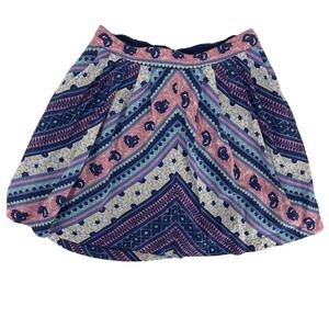 Free People Mini Skirt Womens Small Pink‎ Navy Blue Excellent Boho Mixed Print